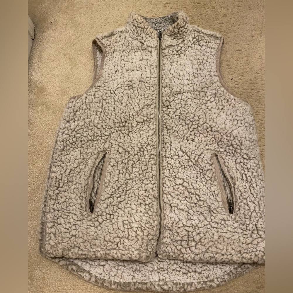 Thread & Supply Sherpa Vest Womens Medium Beige Ivory Arctic Fleece